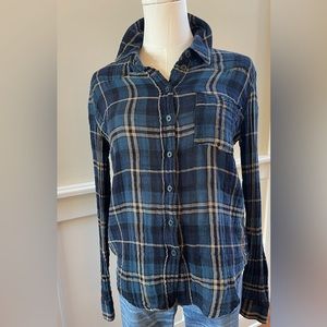 Free People Plaid Gauze Shirt size small. Preowned good condition.